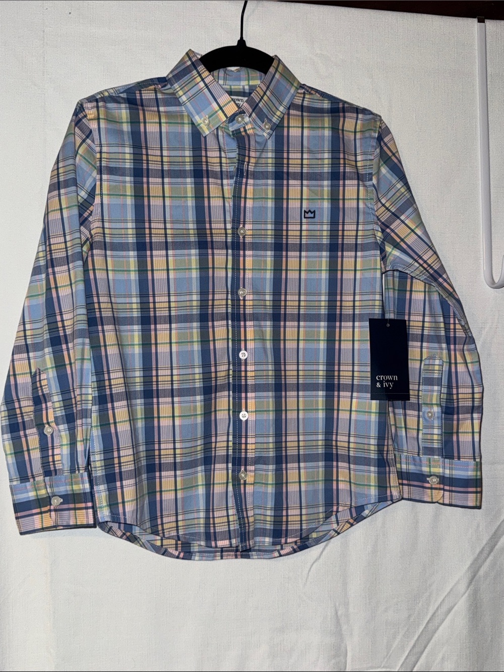 Crown & ivy Pastel Blue Plaid Button-Down Shirt